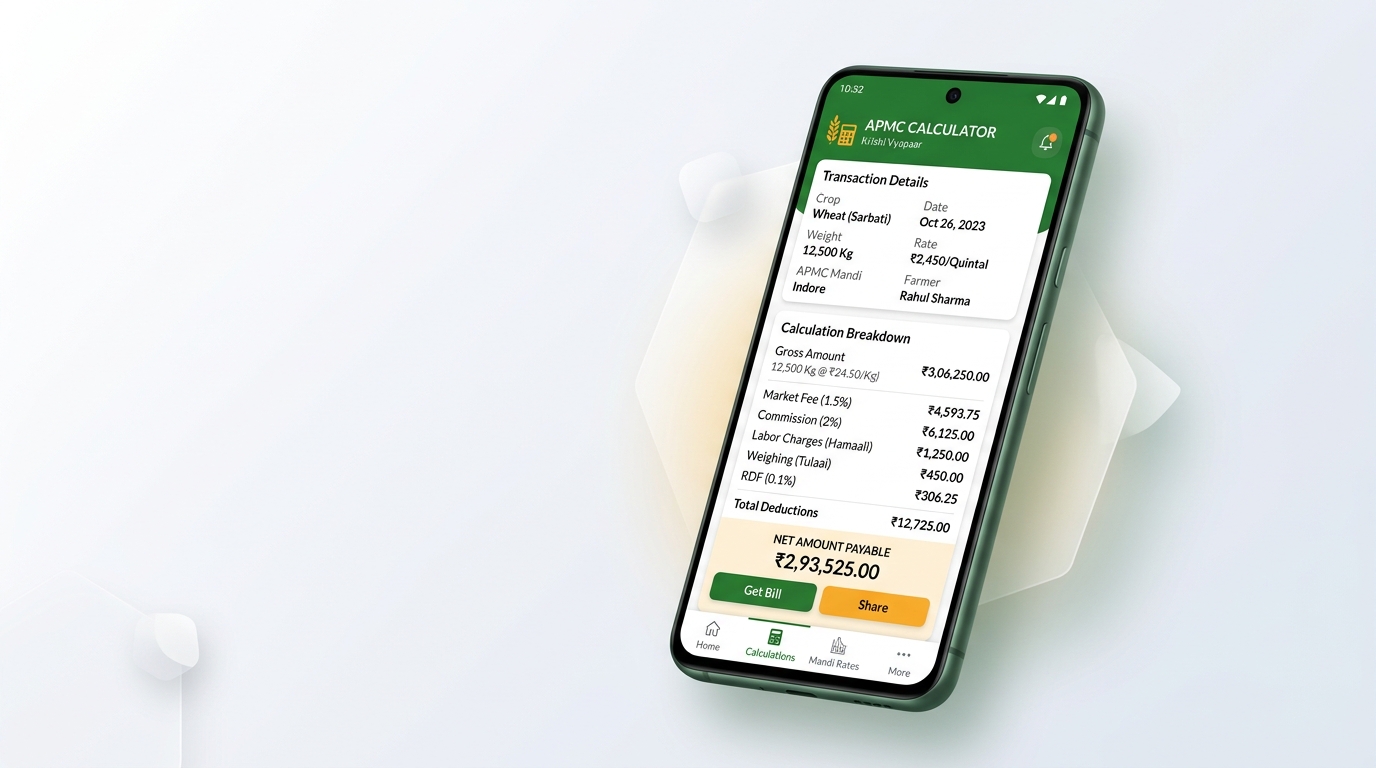 APMC Calculator Mobile Application Interface Showcase